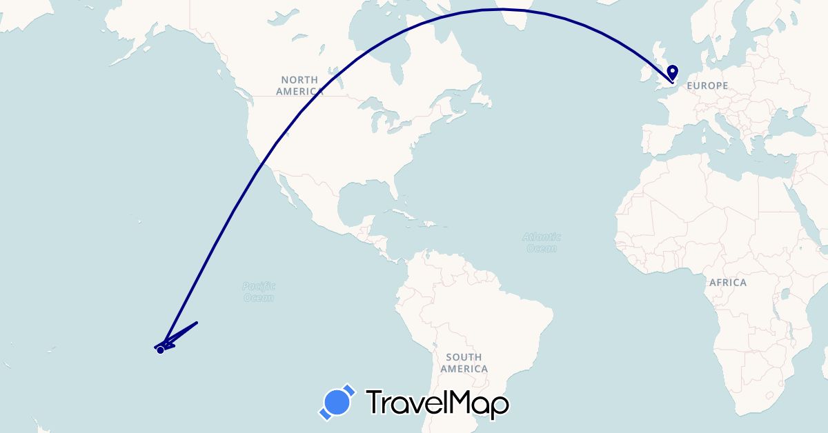 TravelMap itinerary: driving in United Kingdom, French Polynesia (Europe, Oceania)